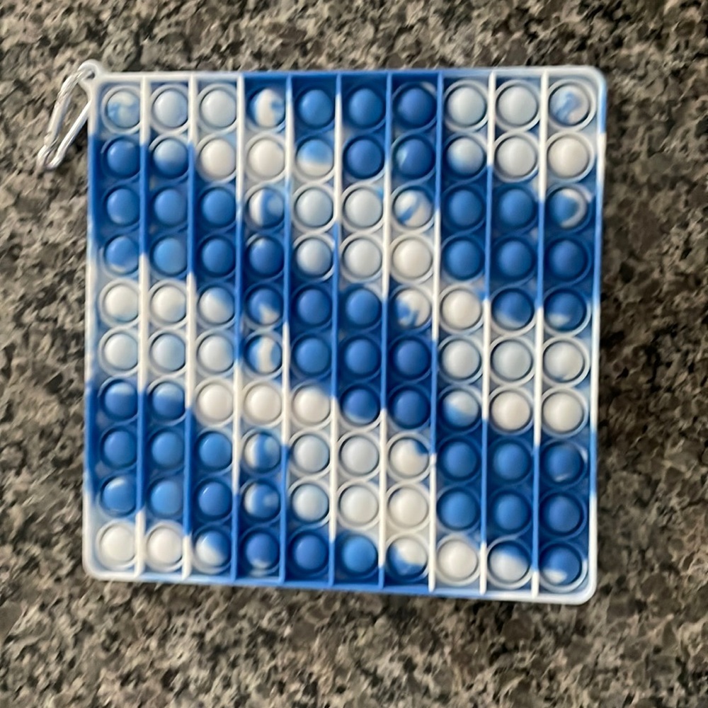 Blue and white pop it with keychain